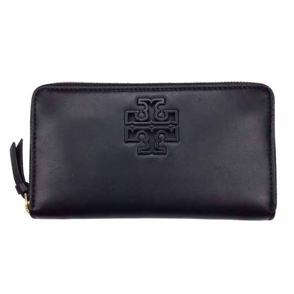 Tory Burch Black Lily Zip Continental Wallet One Size - Picture 2 of 7